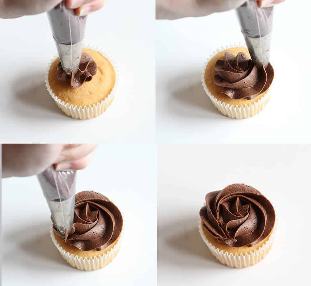 四种简单的方法用开星小窍门给纸杯蛋糕上霜!#巧克力#奶油蛋糕#蛋糕装饰#玫瑰花环