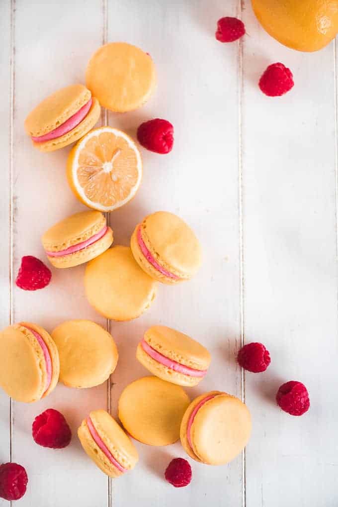 Raspberry Lemon Macaroons #Macaroons #Macarons #Buttercream #Iambaker #dessert 蛋白杏仁饼