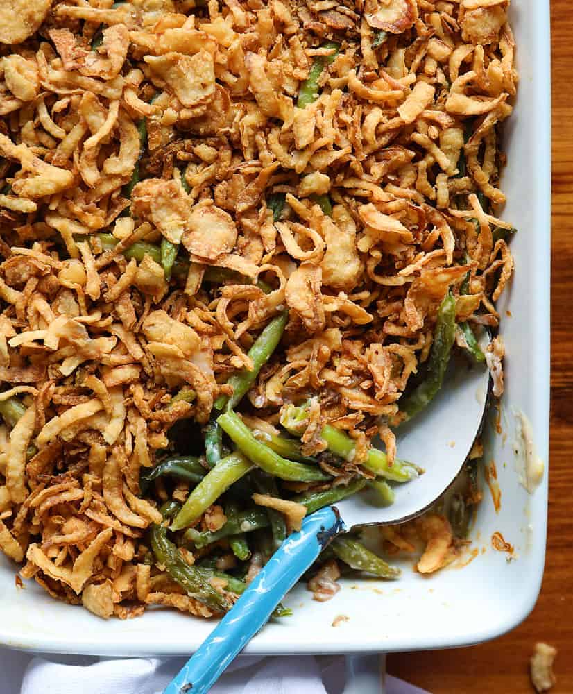 Classic Green Bean Casserole. casserole, green bean casserole, holiday cooking, holiday menu, thanksgiving, thanksgiving menu, christmas, christmas menu, iambaker 经典的青豆砂锅