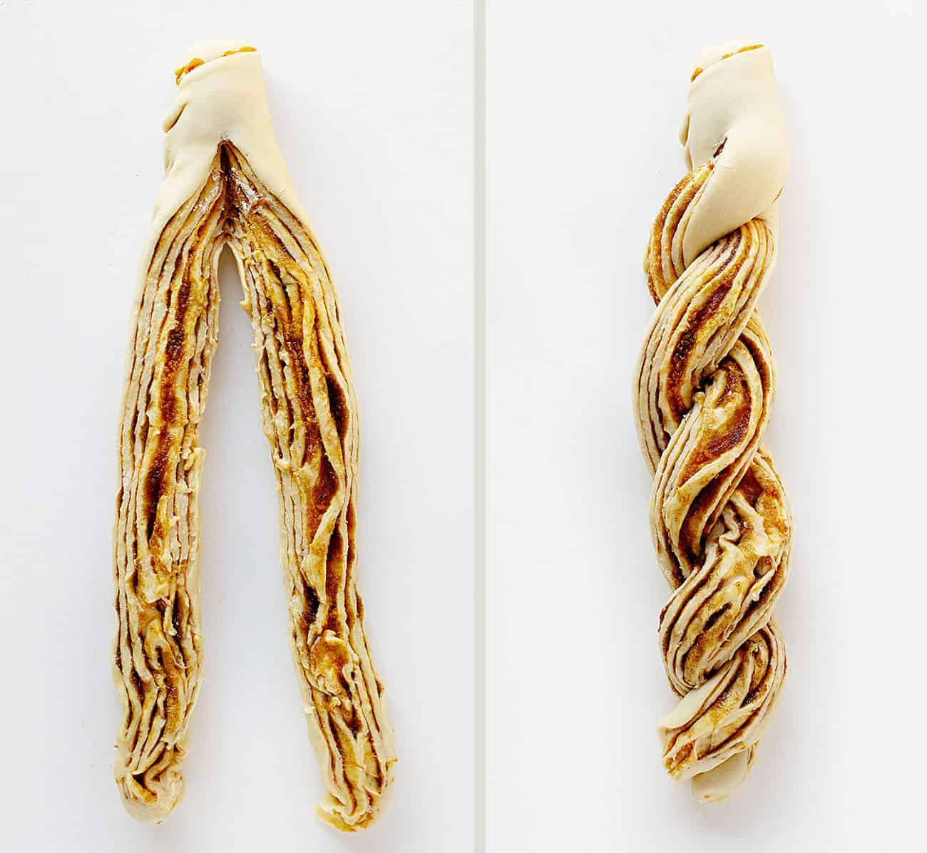 Filled with pumpkin filling and homemade pumpkin pie spice, Pumpkin Spice Bread Twist will be your new favorite fall treat or breakfast! pumpkin spice bread twist, homemade pumpkin spice, pumpkin spice, twist bread, bread recipes, iambaker, baking, sweet bread, breakfast, fall recipes 扭曲对南瓜香料面包面团转折