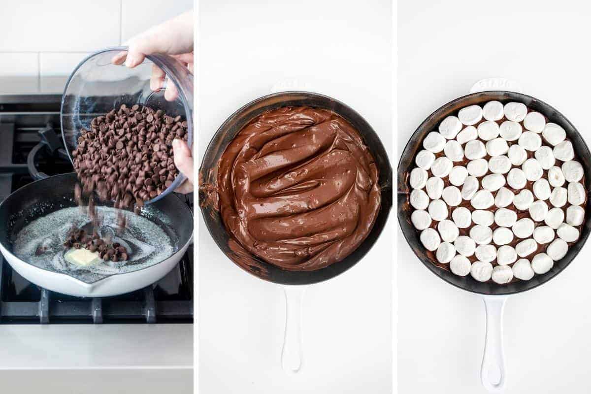 加入巧克力和棉花糖蘸上一锅锅
