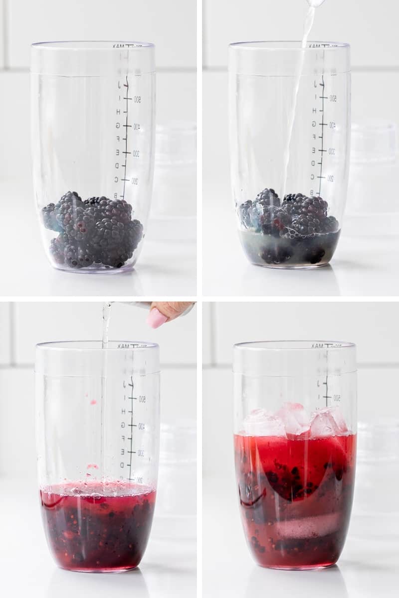 原材料进入瓶黑莓饮料。