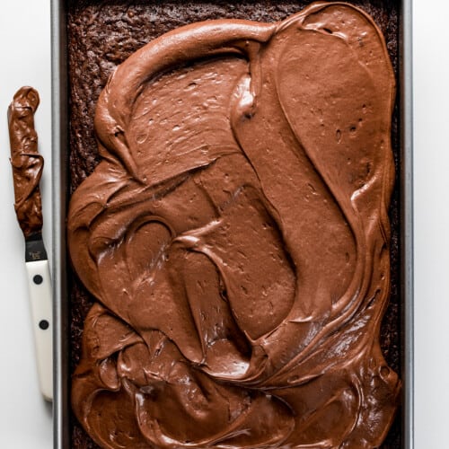 糖霜双重软糖蛋糕与丰富的黑巧克力糖霜。