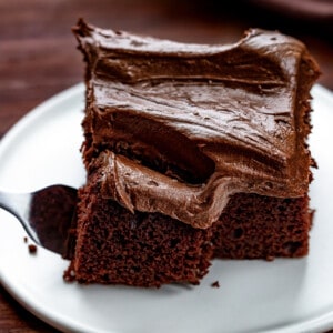 叉吃掉了一大块梅奥一块巧克力蛋糕。