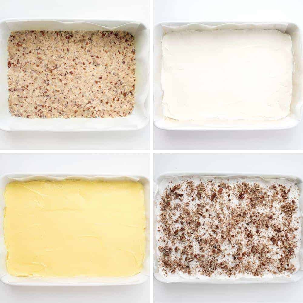 让柠檬郁郁葱葱的步骤;地壳,鞭打浇头,柠檬,然后花哨,所有从开销。