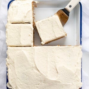 头顶图像的香料蛋糕块覆盖在银鼠- 300美元糖霜和切割。