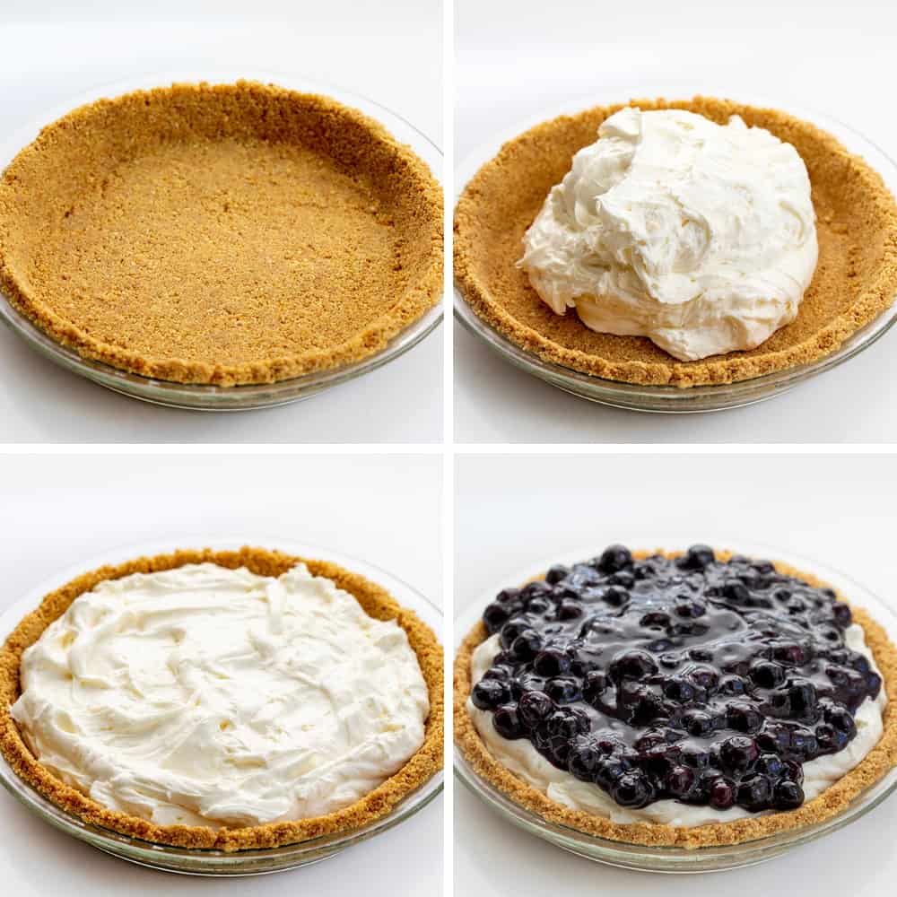 步骤添加柠檬馅和蓝莓超过地壳全麦饼干。